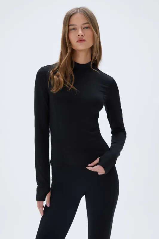 UltraForm Mock Neck Long Sleeve Top - Black sold by Adanola
