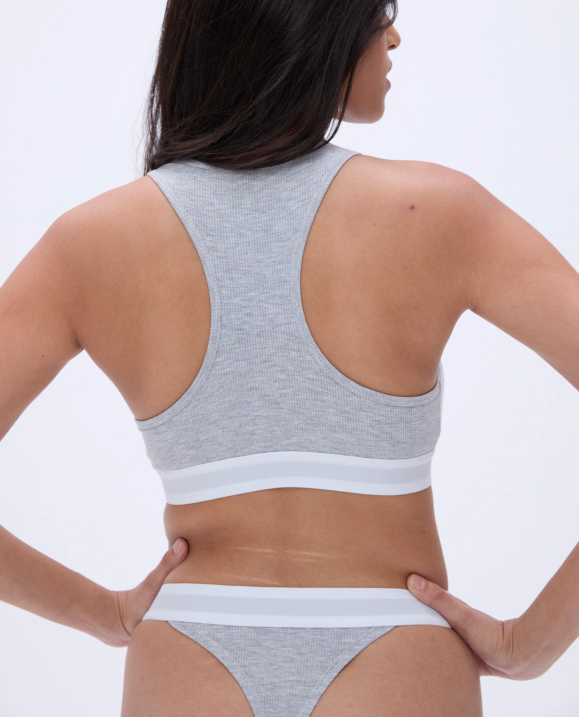 Branded Ribbed Thong - Grey Melange sold by Adanola product image thumbnail 3