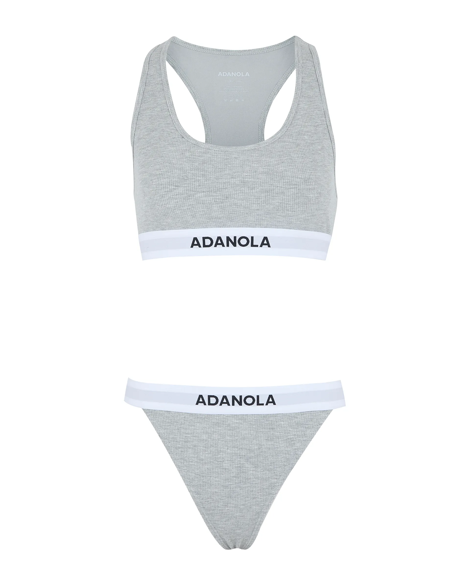 Branded Ribbed Thong - Grey Melange sold by Adanola product image thumbnail 5