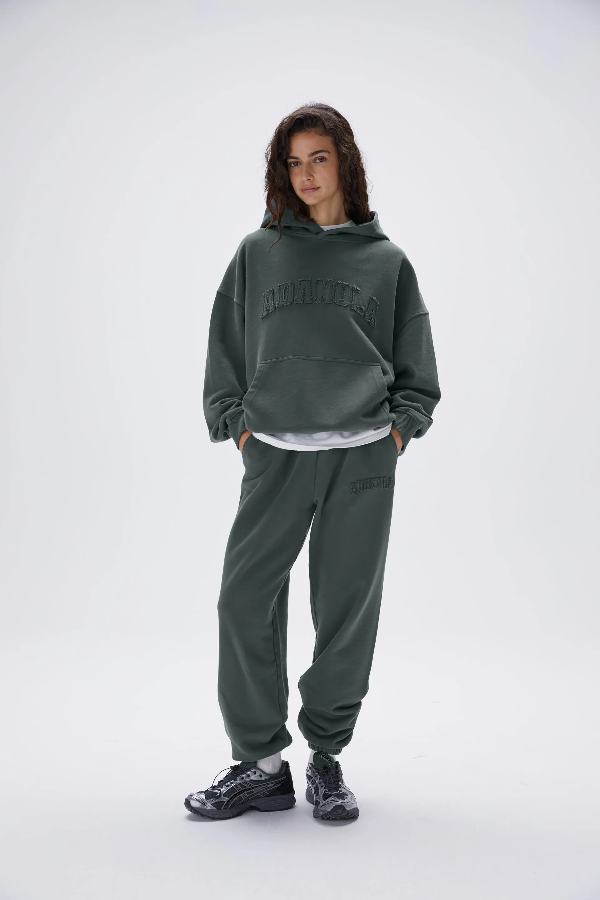 Distressed Varsity Oversized Hoodie - Mineral Green | Parallel