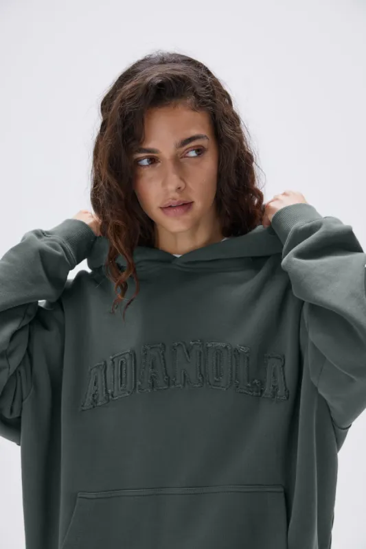 Distressed Varsity Oversized Hoodie - Mineral Green sold by Adanola