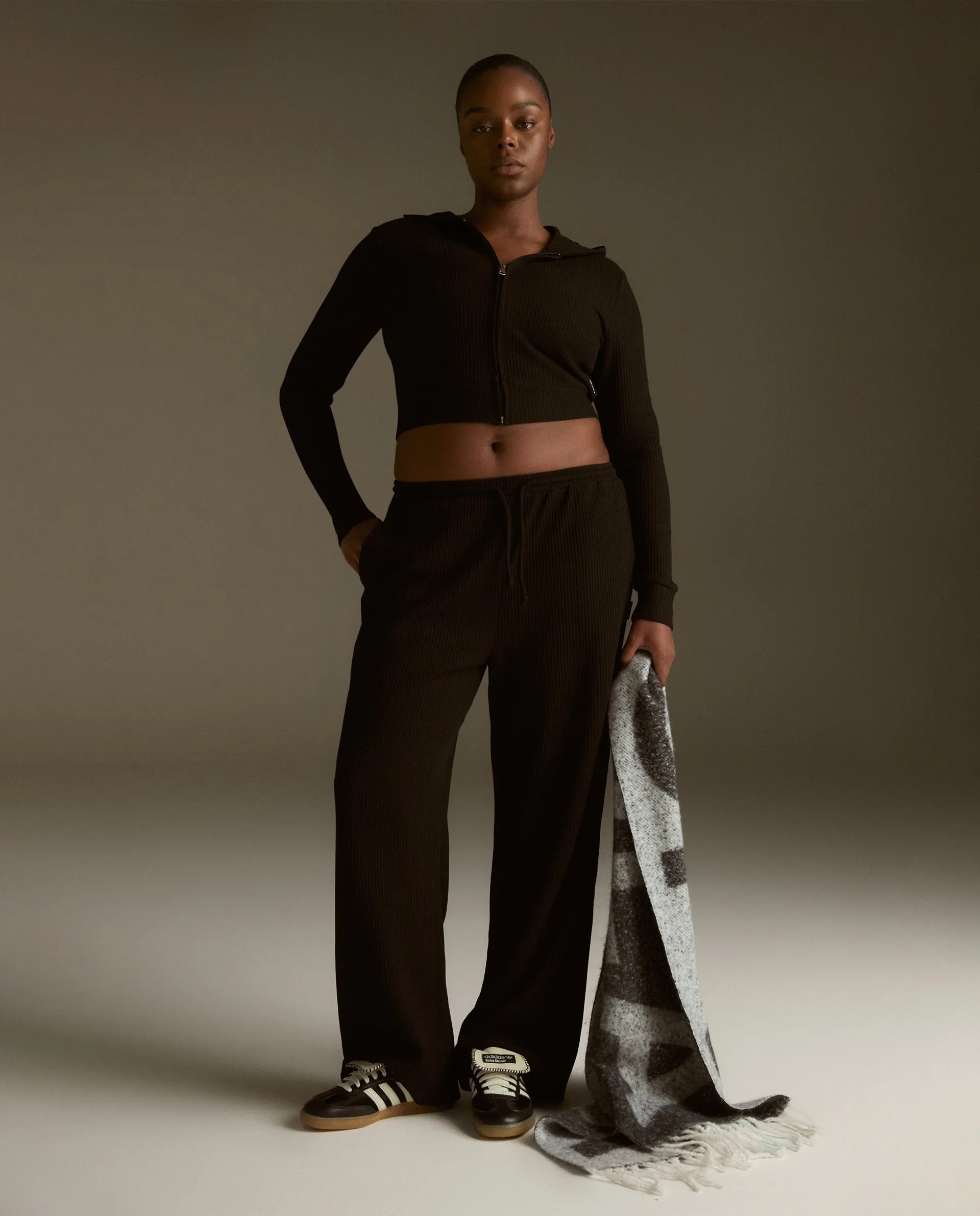 Waffle Straight Leg Lounge Pants - Black | Parallel