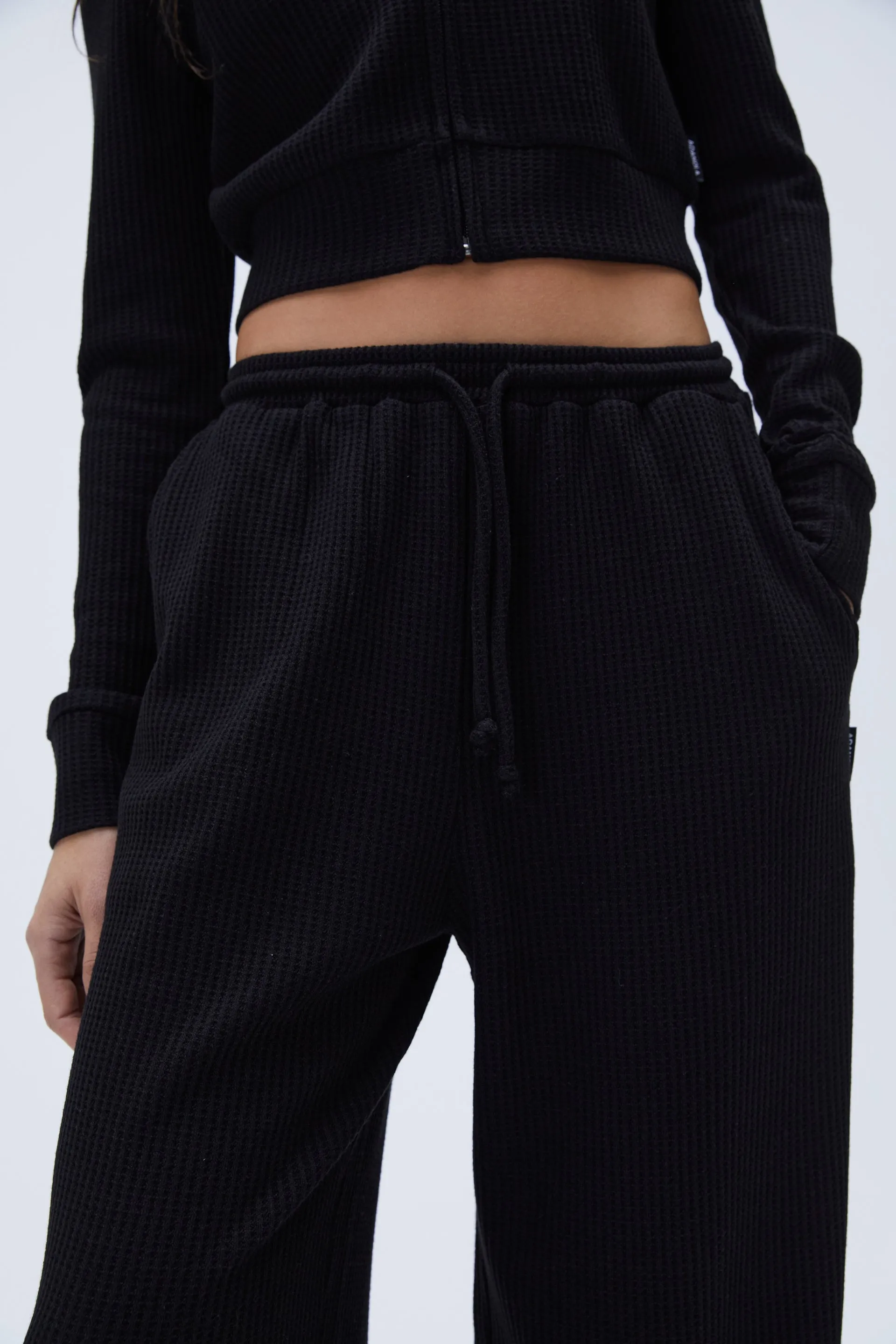 Adanola Waffle Straight Leg Lounge Pants - Black | Parallel