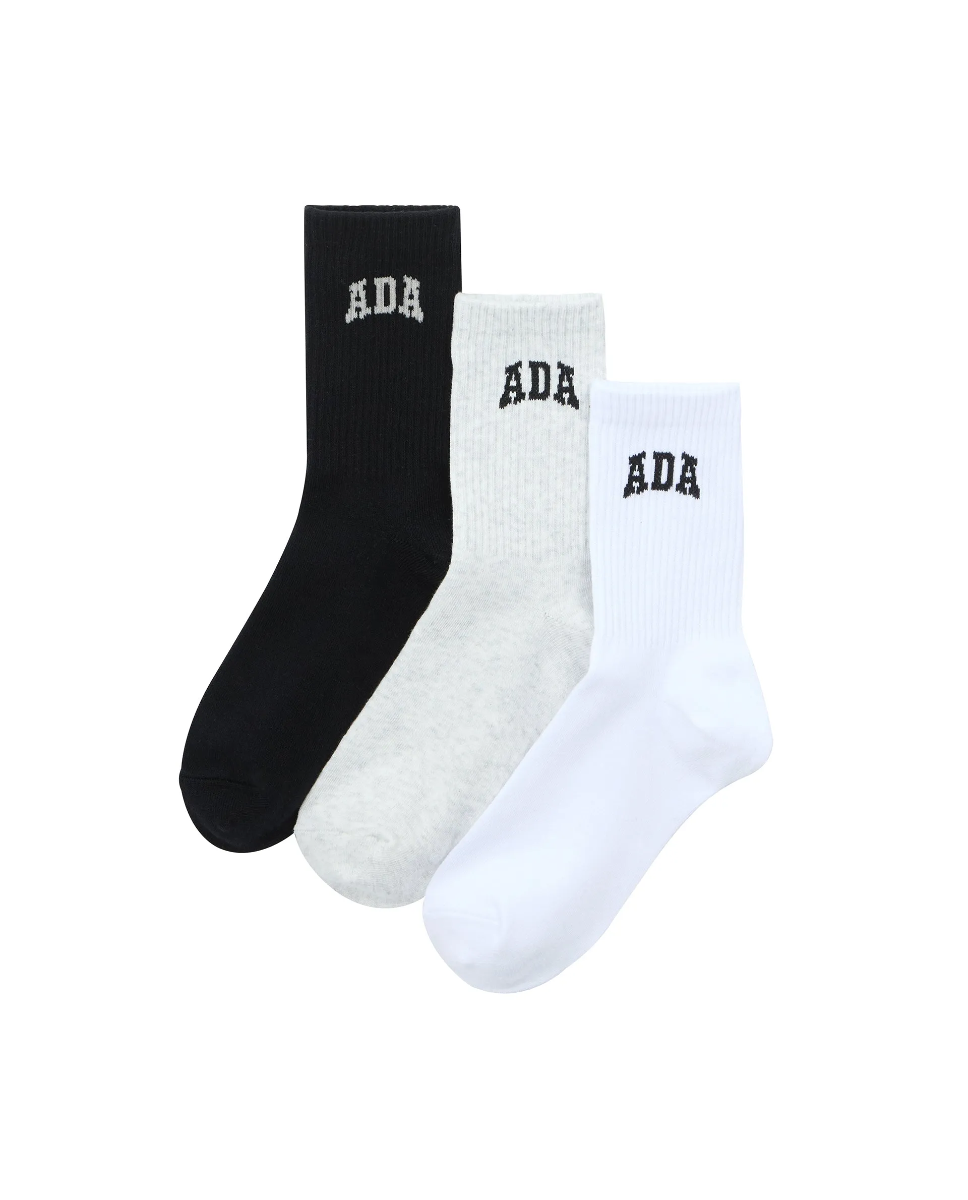 3 Pack ADA Socks - White/Black, Black/Cream, Light Grey Melange/Black sold by Adanola