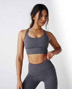 Cross Back Bra - Dark Grey sold by Adanola