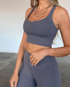 Cross Back Bra - Dark Grey sold by Adanola