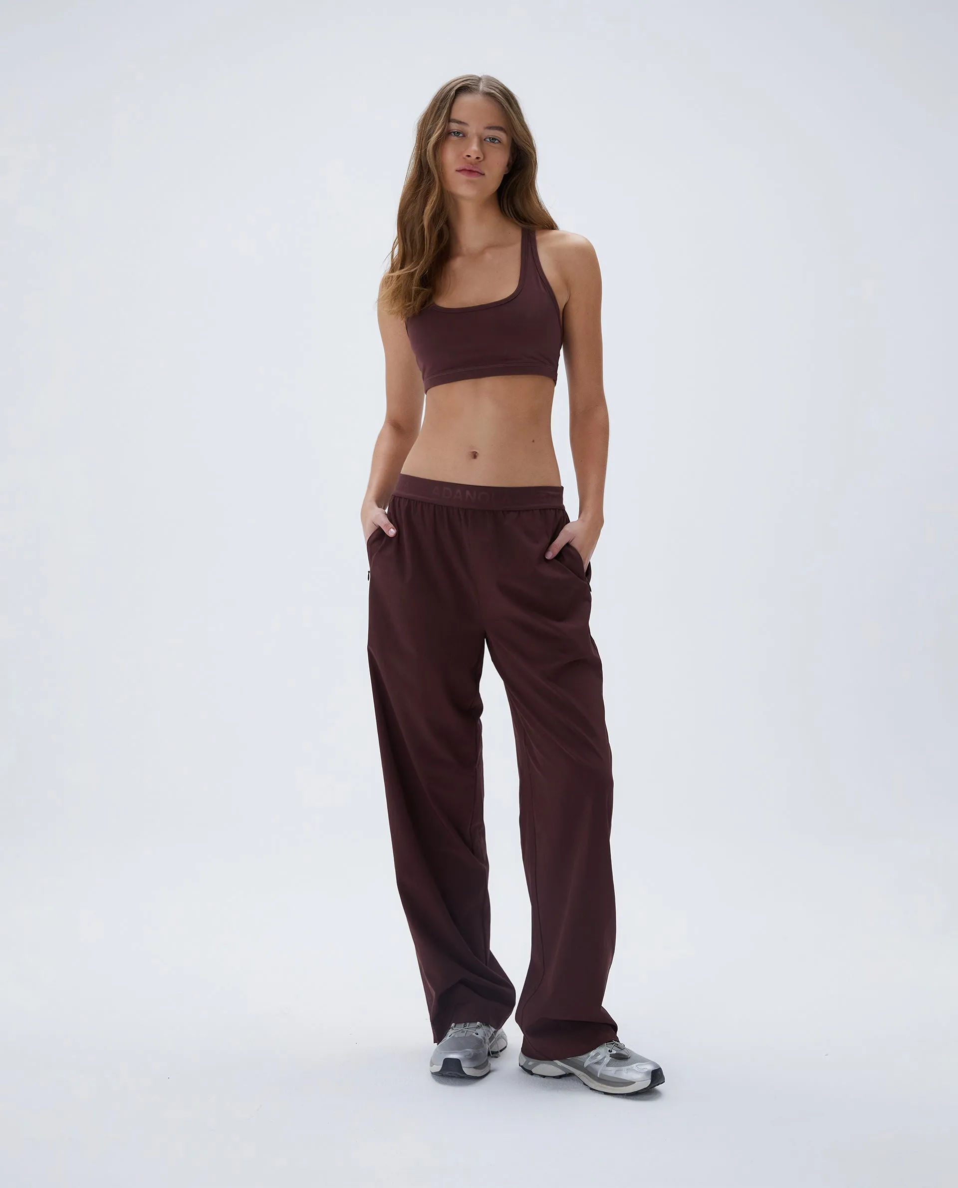 Branded Waistband Pant - Burgundy sold by Adanola