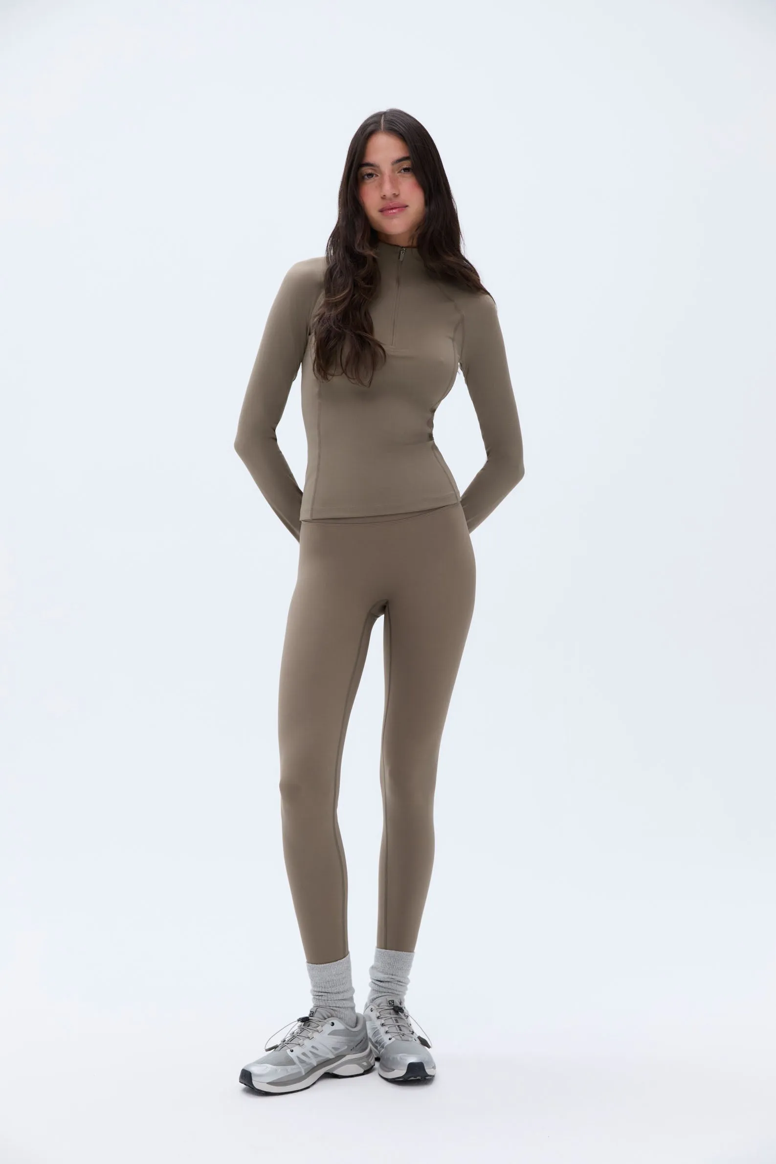 Ultimate Long Sleeve Quarter Zip Top - Cocoa Brown sold by Adanola product image thumbnail 5