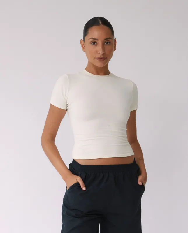 Cotton Short Sleeve Top - Marshmallow White sold by Adanola