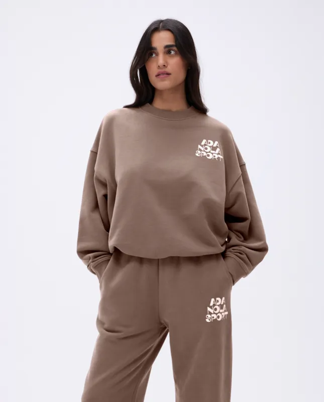 Retro Relaxed Sweatshirt - Pebble Brown/Marshmallow White sold by Adanola