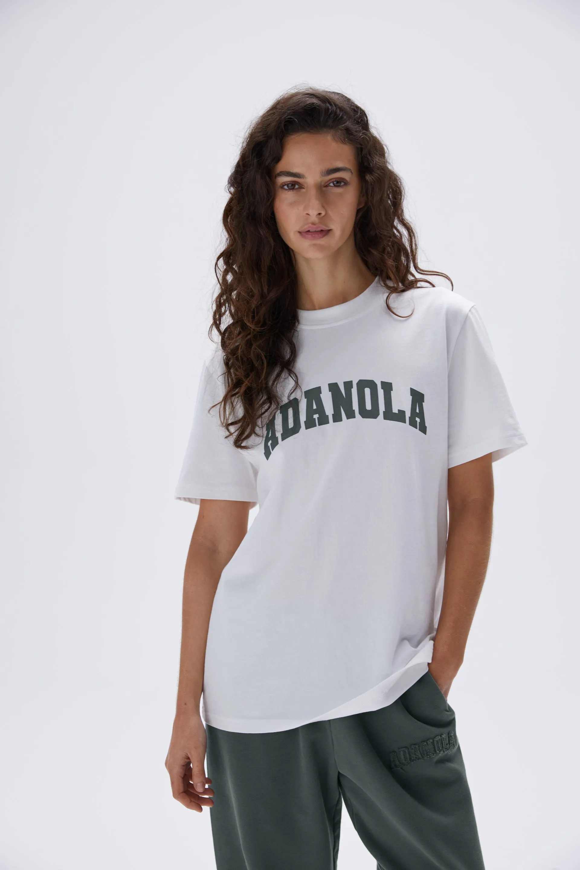 Varsity Oversized Short Sleeve T-shirt - White/Mineral Green sold by Adanola product image thumbnail 2