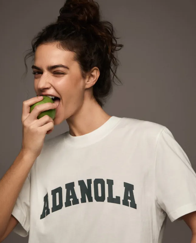 Varsity Oversized Short Sleeve T-shirt - White/Mineral Green sold by Adanola