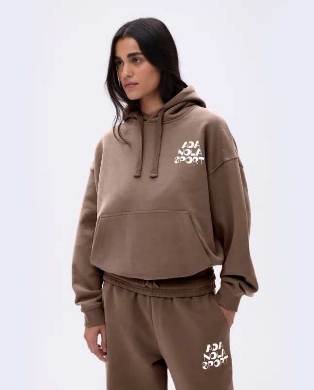 Retro Relaxed Hoodie - Pebble Brown/Marshmallow White sold by Adanola