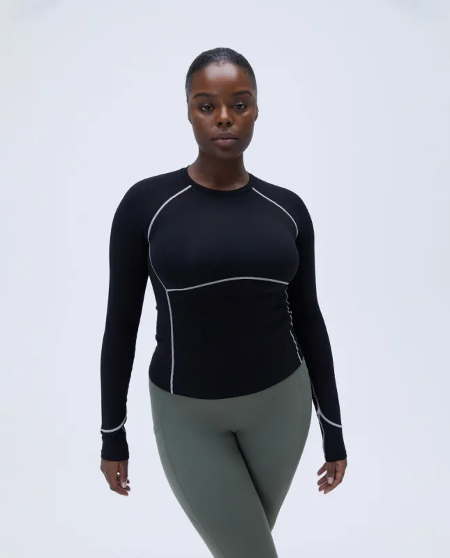 国内発送【ADANOLA】Ultimate Long Sleeve Seam Detail Top Women's Navy Ultimate Long Sleeve Quarter Zip Top | Adanola