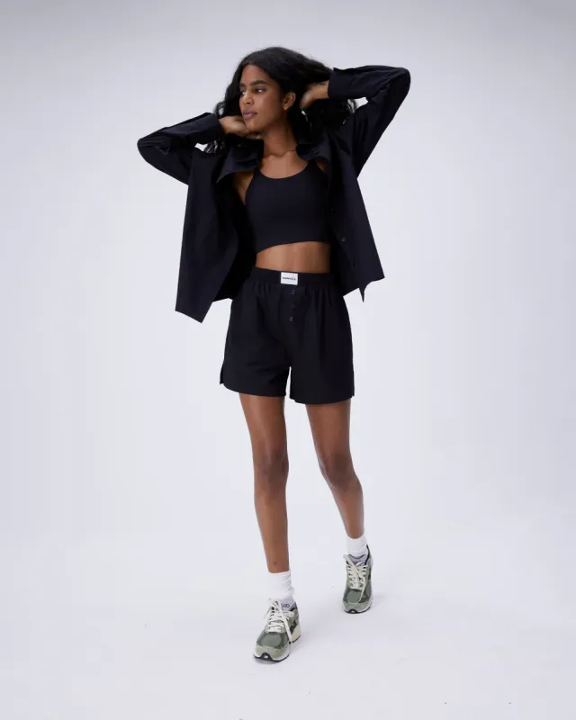 Oversized Poplin Shirt - Black sold by Adanola