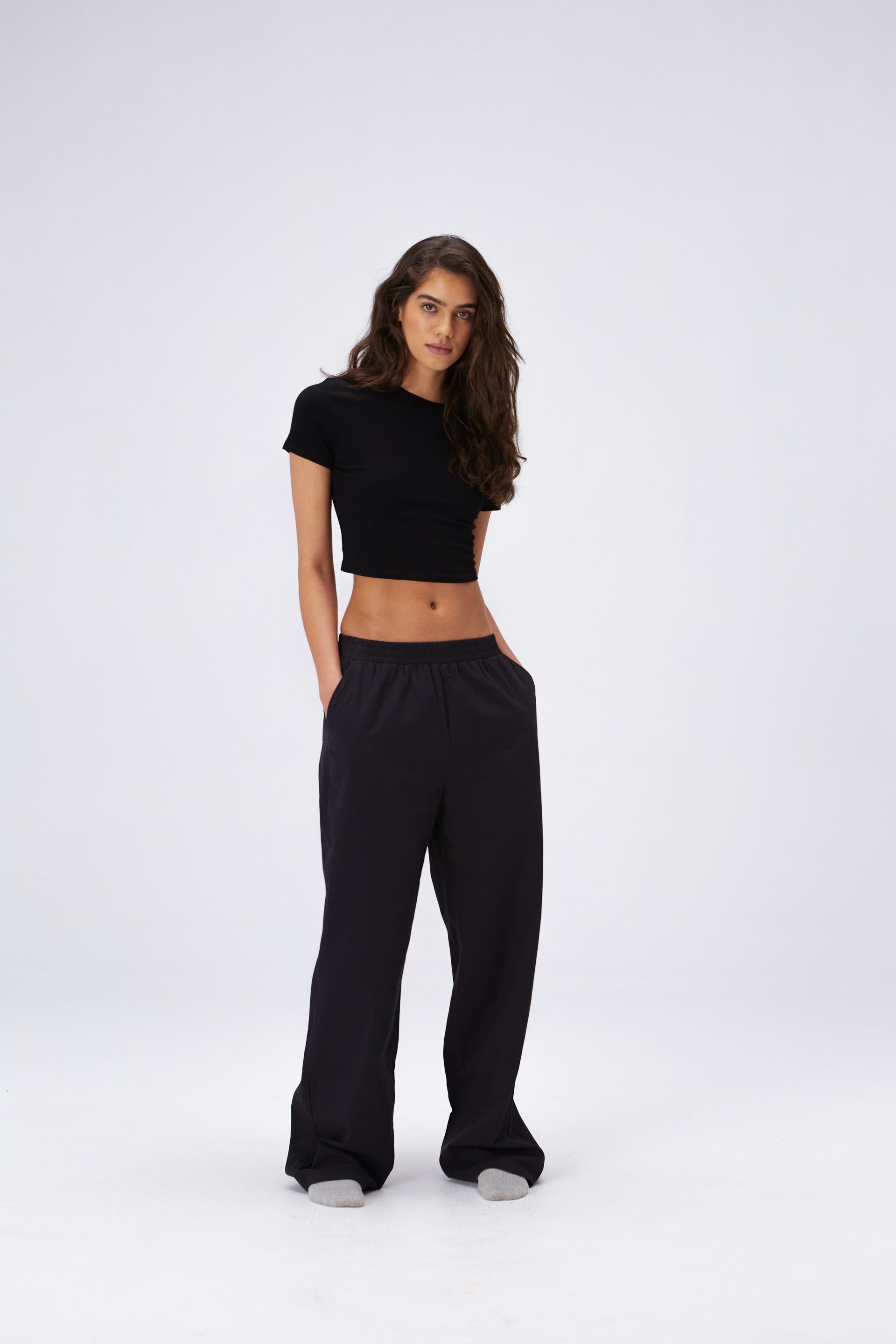 Cotton Short Sleeve Crop Top - Black sold by Adanola product image thumbnail 3