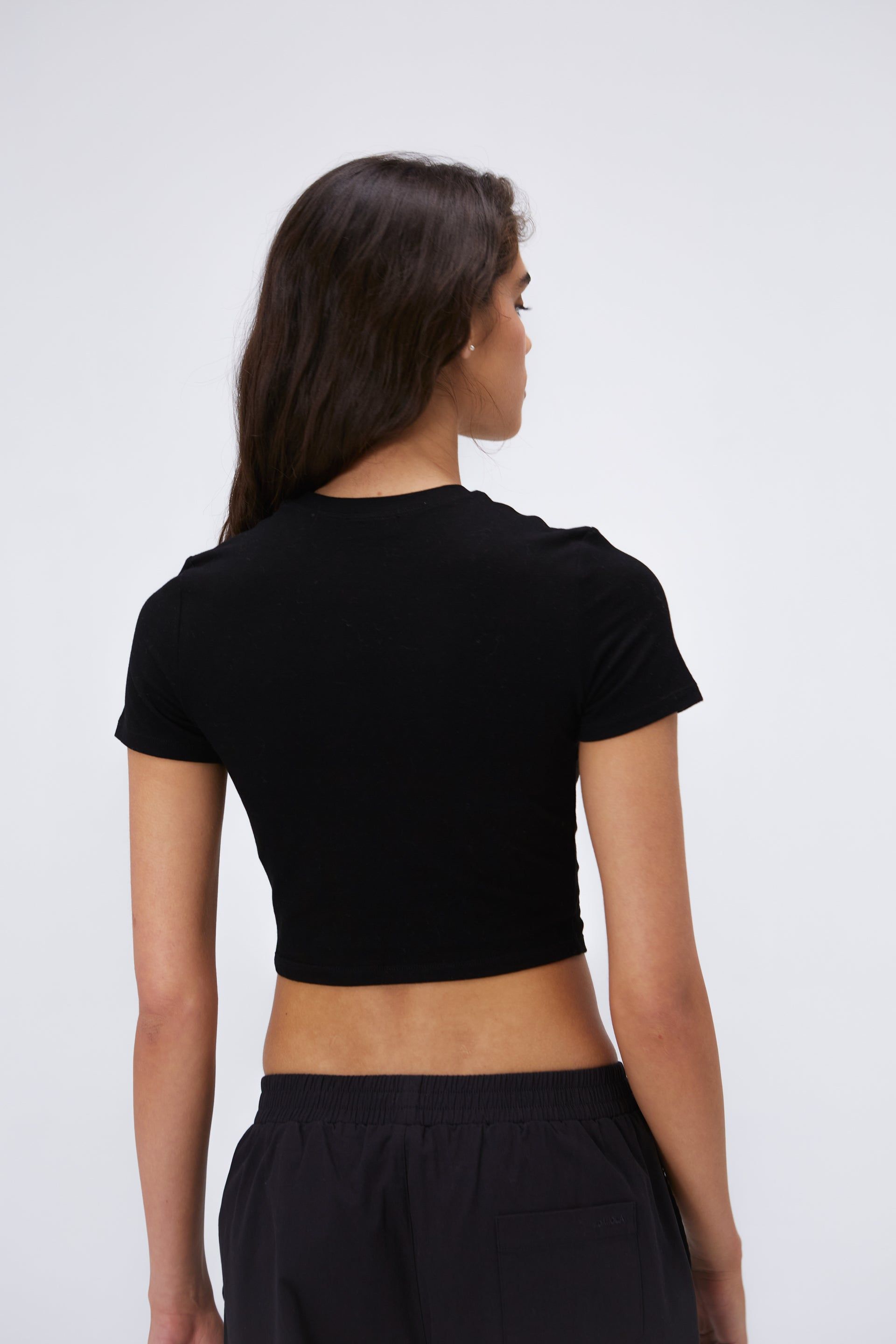 Cotton Short Sleeve Crop Top - Black sold by Adanola product image thumbnail 2