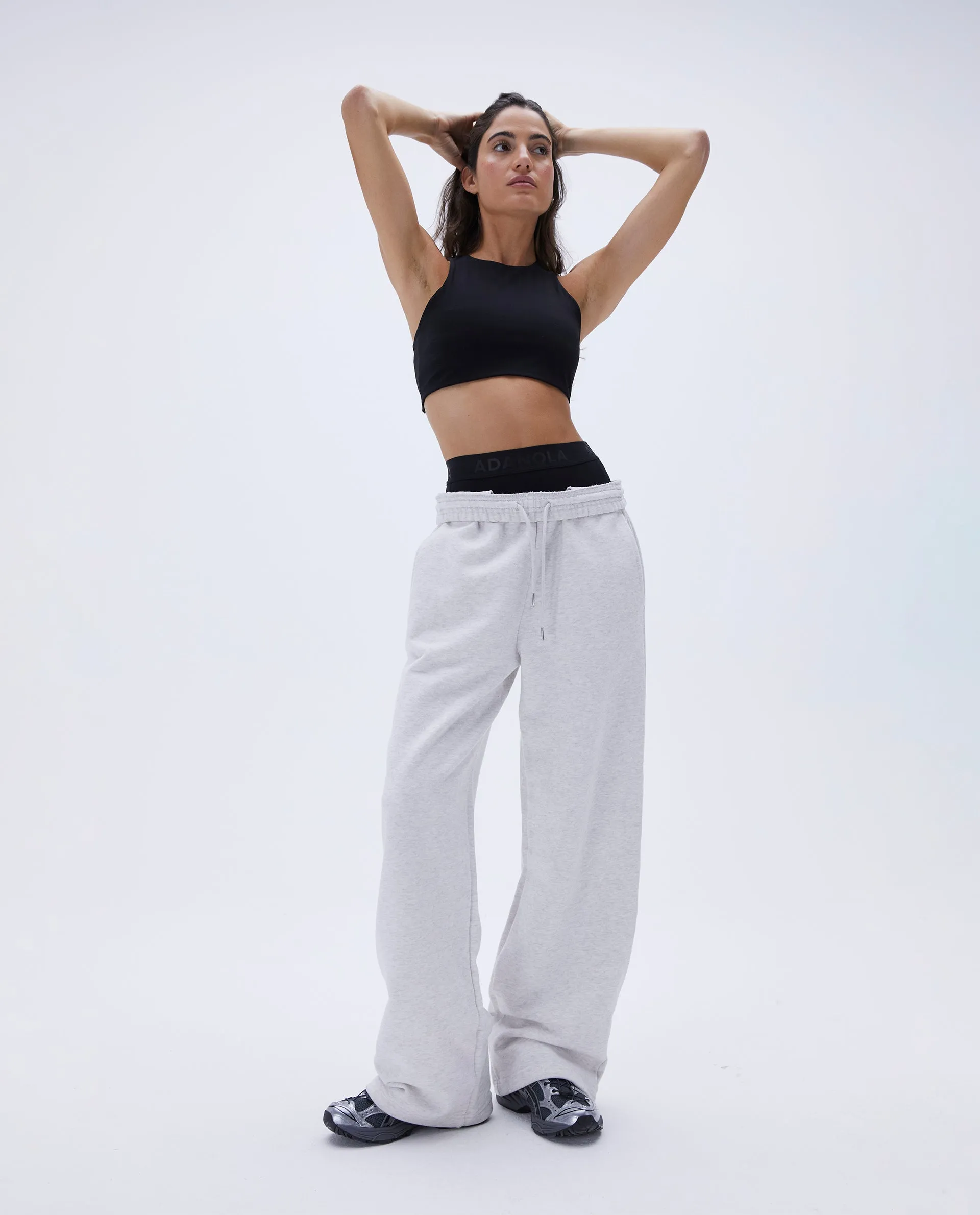 Straight Leg Sweatpants - Light Grey Melange sold by Adanola