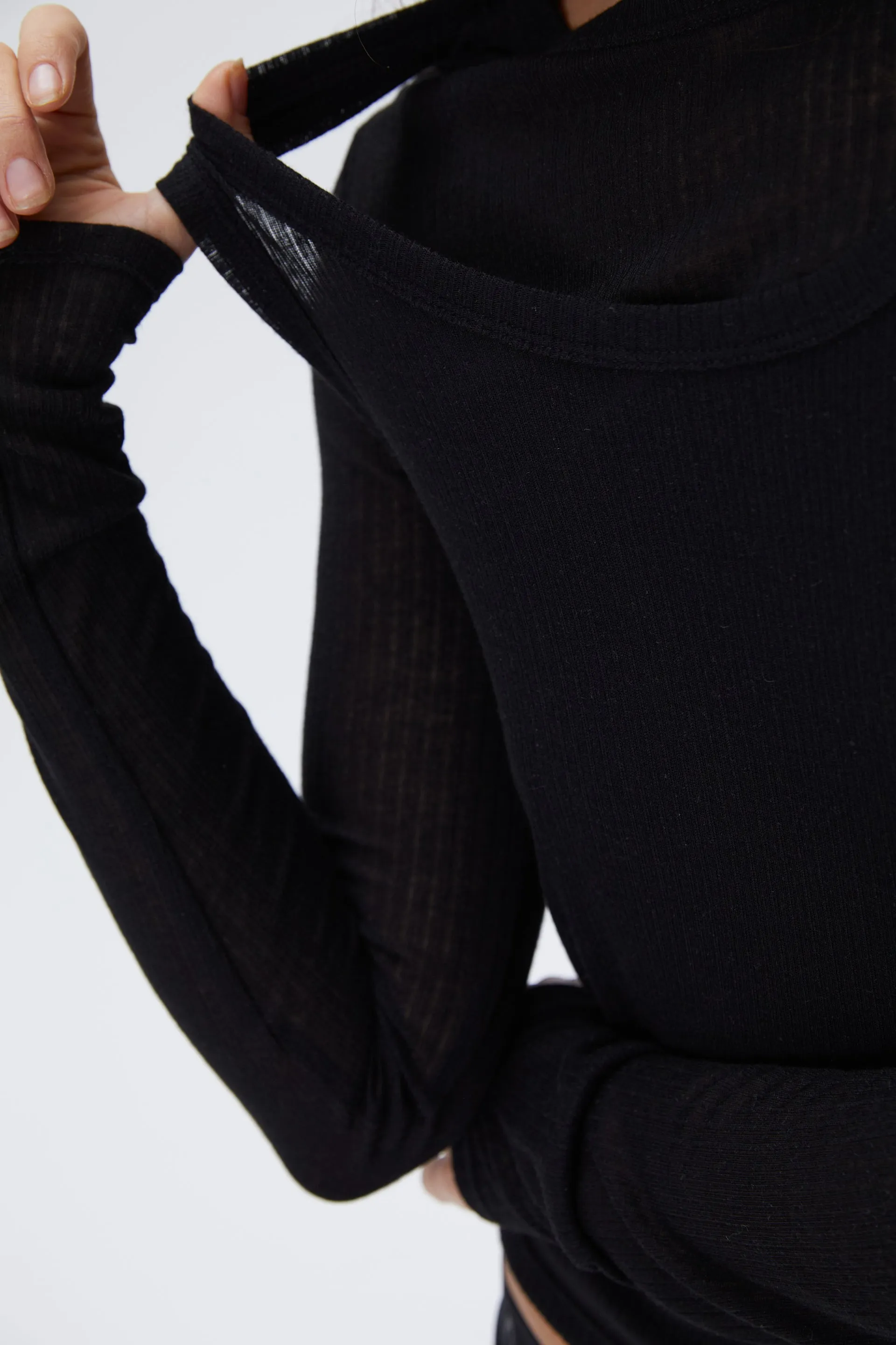 Lightweight Rib Layered Tee - Black sold by Adanola product image thumbnail 3