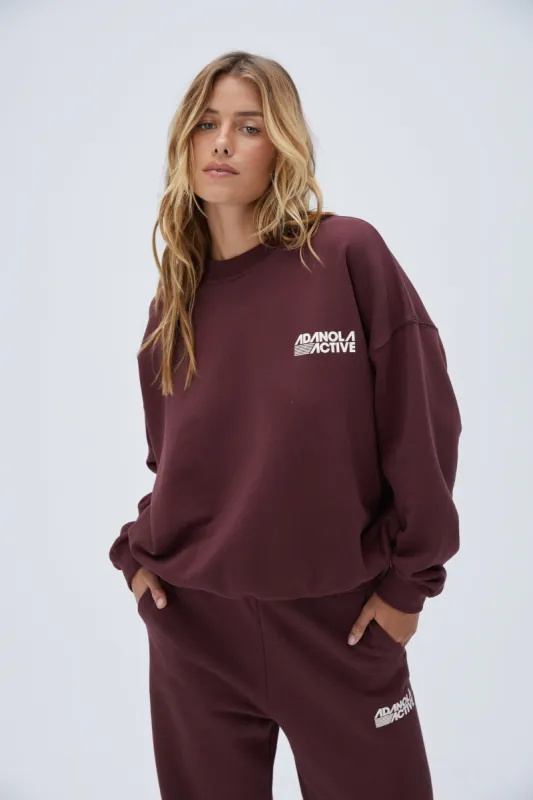 Retro Sport Oversized Sweatshirt - Burgundy sold by Adanola