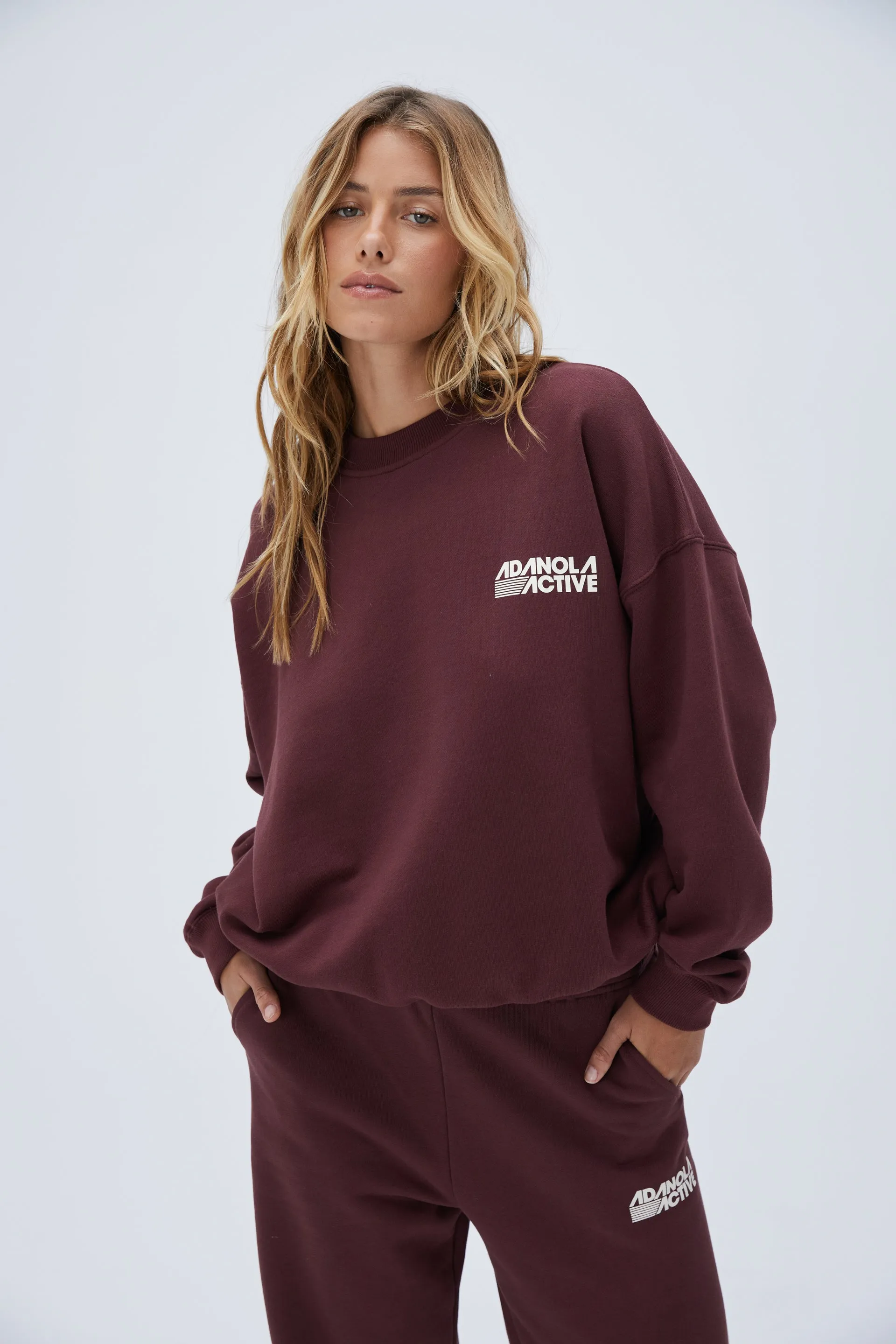 Retro Sport Oversized Sweatshirt - Burgundy sold by Adanola