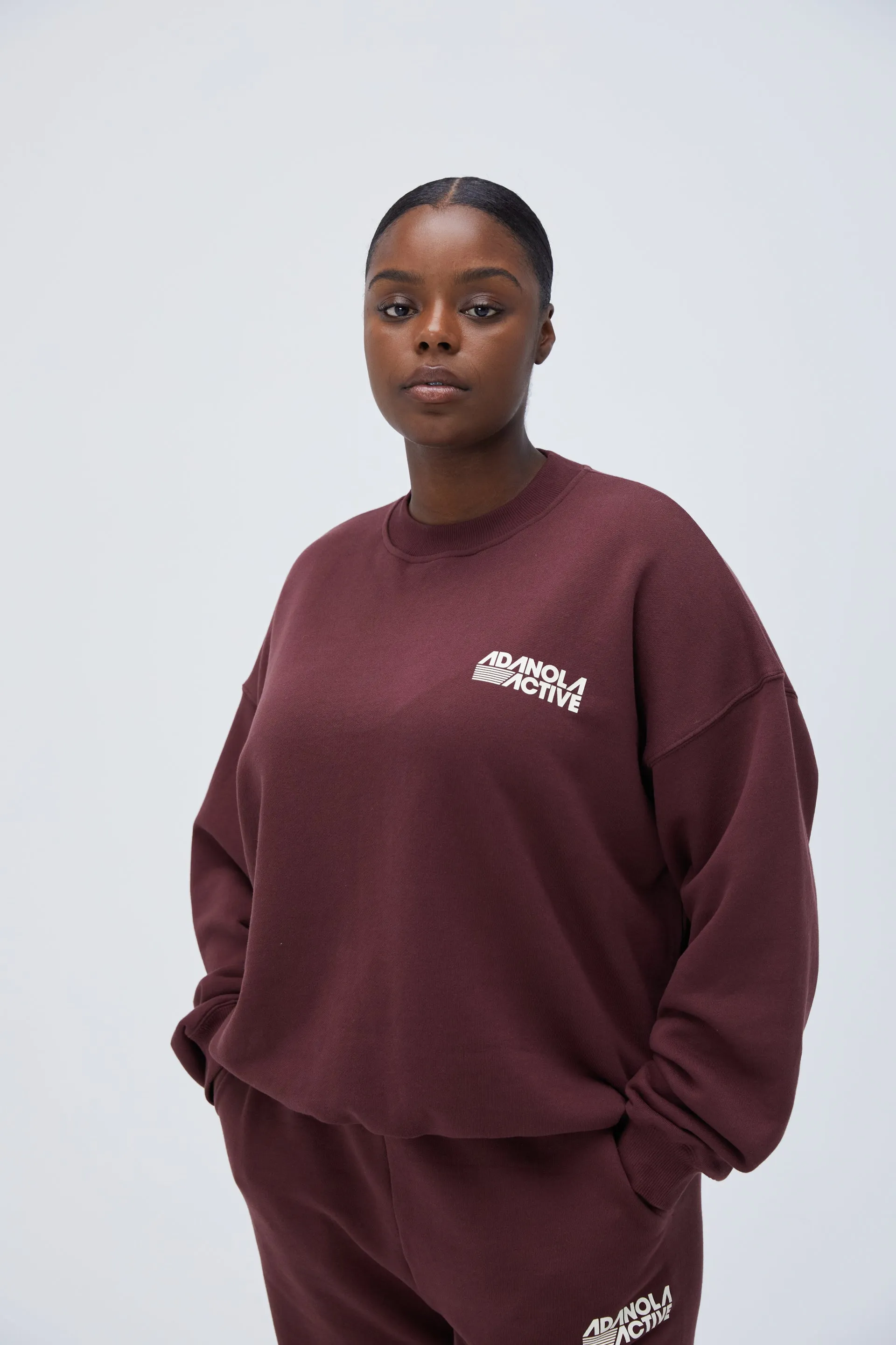 Retro Sport Oversized Sweatshirt - Burgundy sold by Adanola product image thumbnail 5