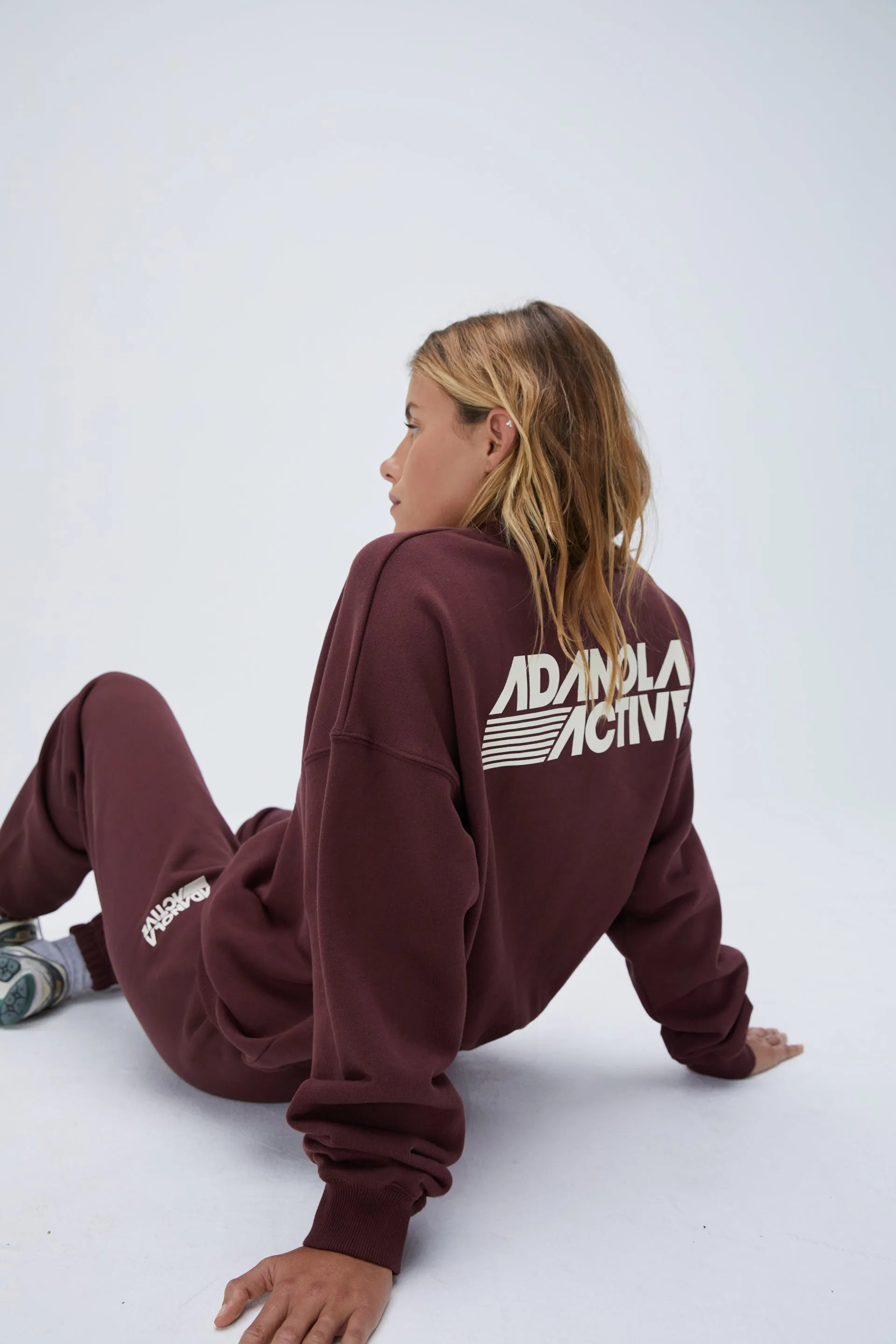 Retro Sport Oversized Sweatshirt - Burgundy sold by Adanola product image thumbnail 2