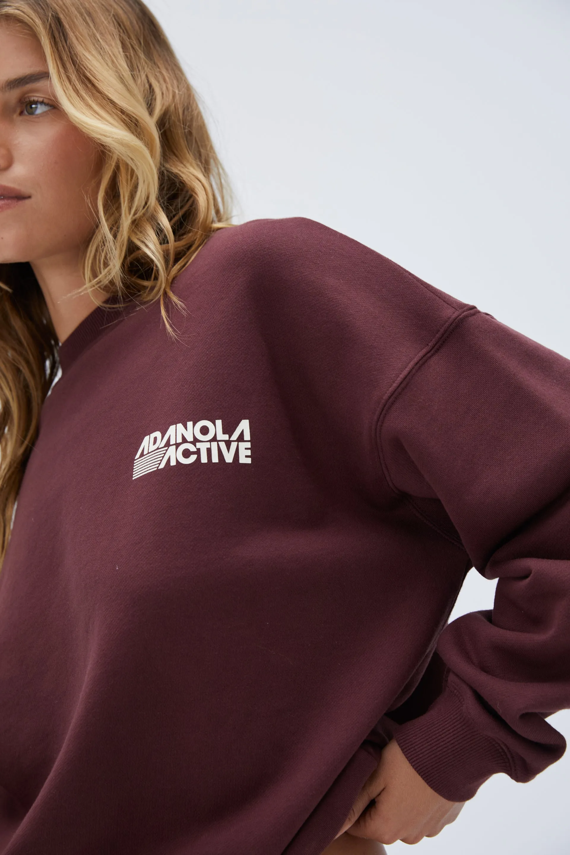 Retro Sport Oversized Sweatshirt - Burgundy sold by Adanola product image thumbnail 3