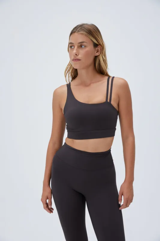 Ultimate Asymmetric Double Strap Bra - Coffee Bean sold by Adanola