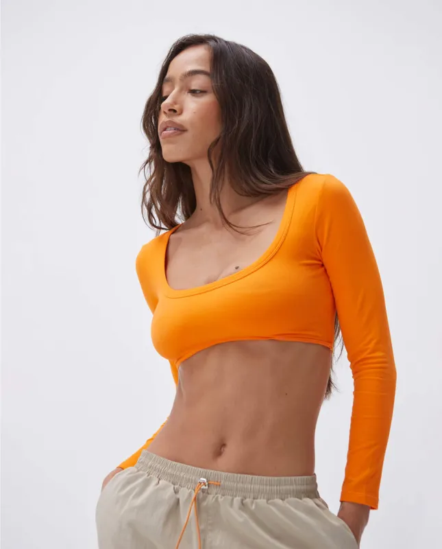 Cotton Scoop Crop Top - Orange Peel sold by Adanola