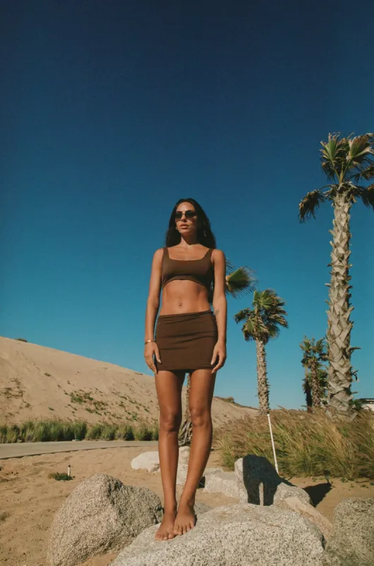 Swim Mini Skirt - Chocolate Brown sold by Adanola