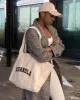 Varsity Tote Bag - Cream/Black sold by Adanola