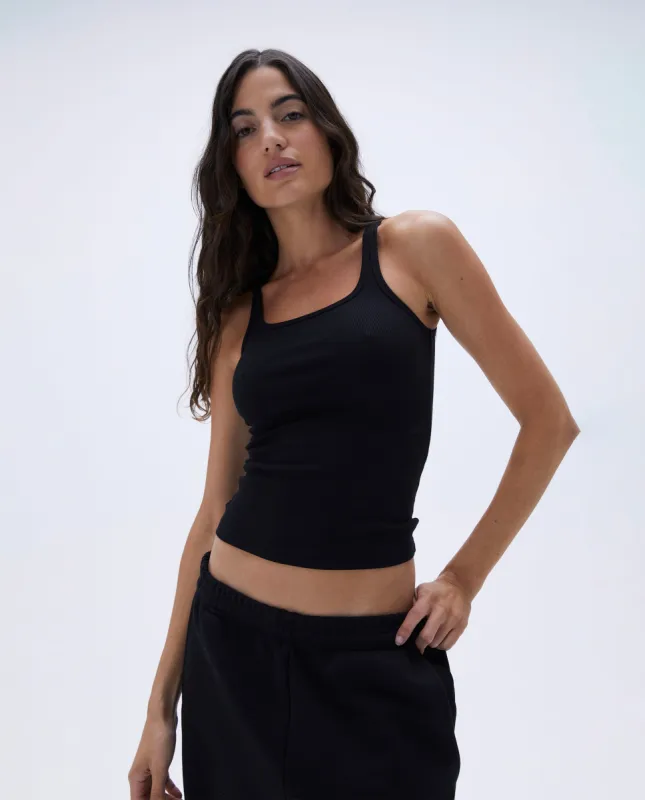 Square Neck Tank Top - Black sold by Adanola
