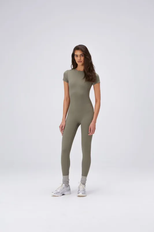 Ultimate Short Sleeve Unitard - Olive Green sold by Adanola