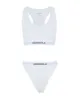 Branded Ribbed Thong - White sold by Adanola