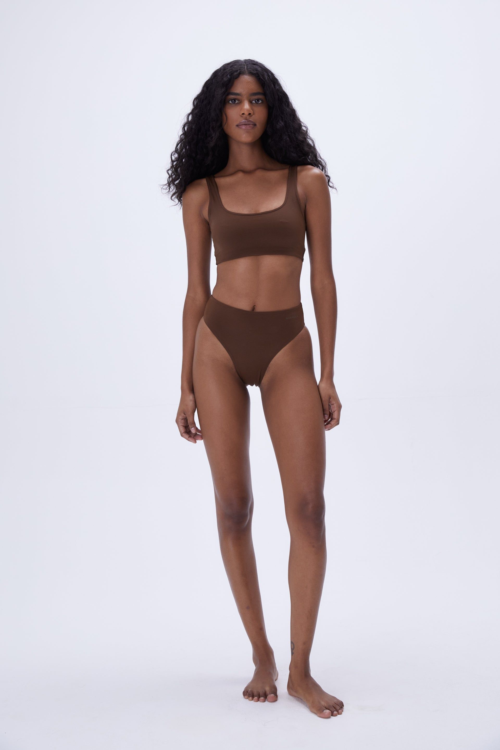 High Waist Bikini Bottoms - Chocolate Brown sold by Adanola