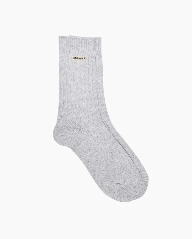 Cotton Rib Socks - Grey sold by Adanola