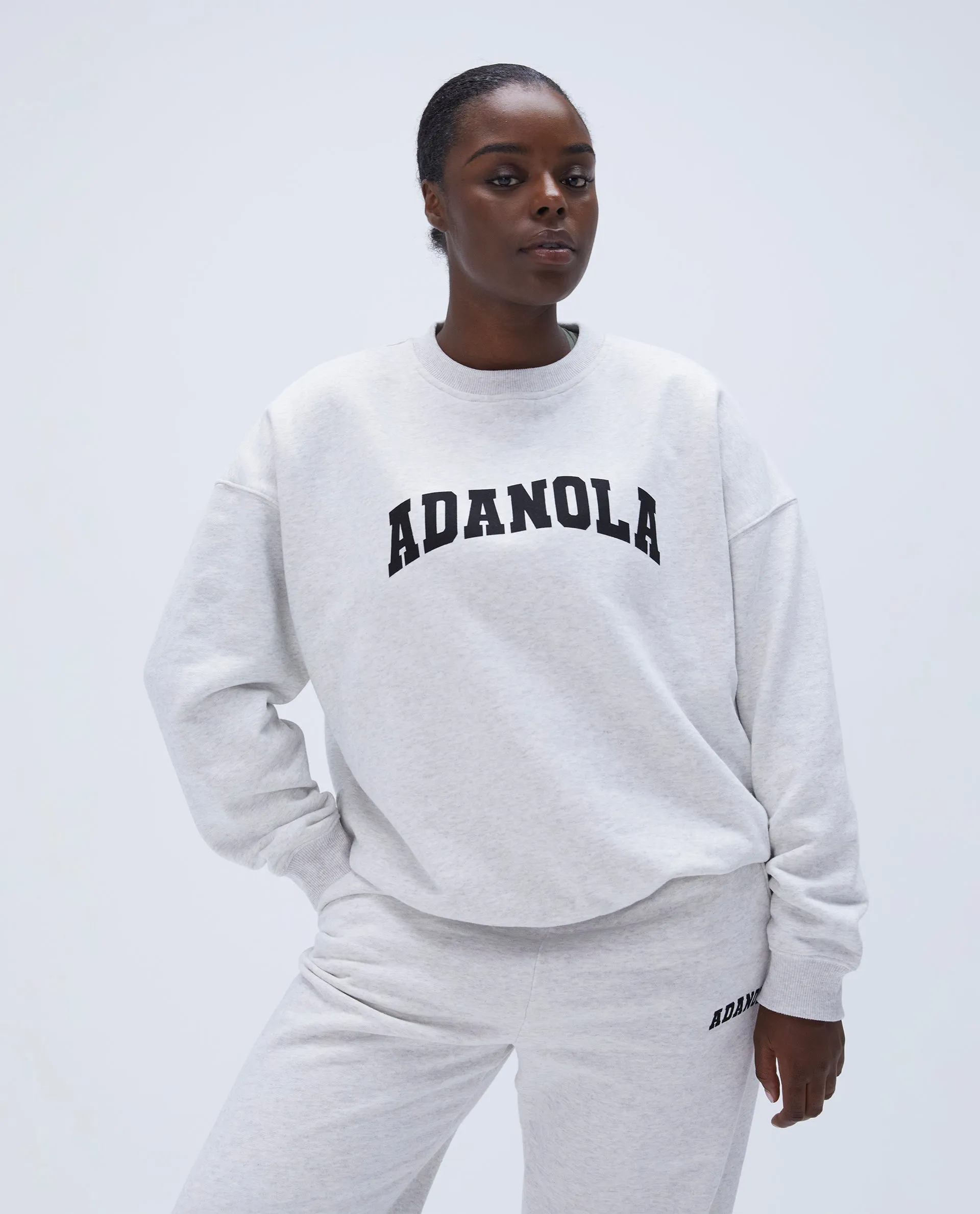 Varsity Oversized Sweatshirt - Light Grey Melange/Black sold by Adanola product image thumbnail 5