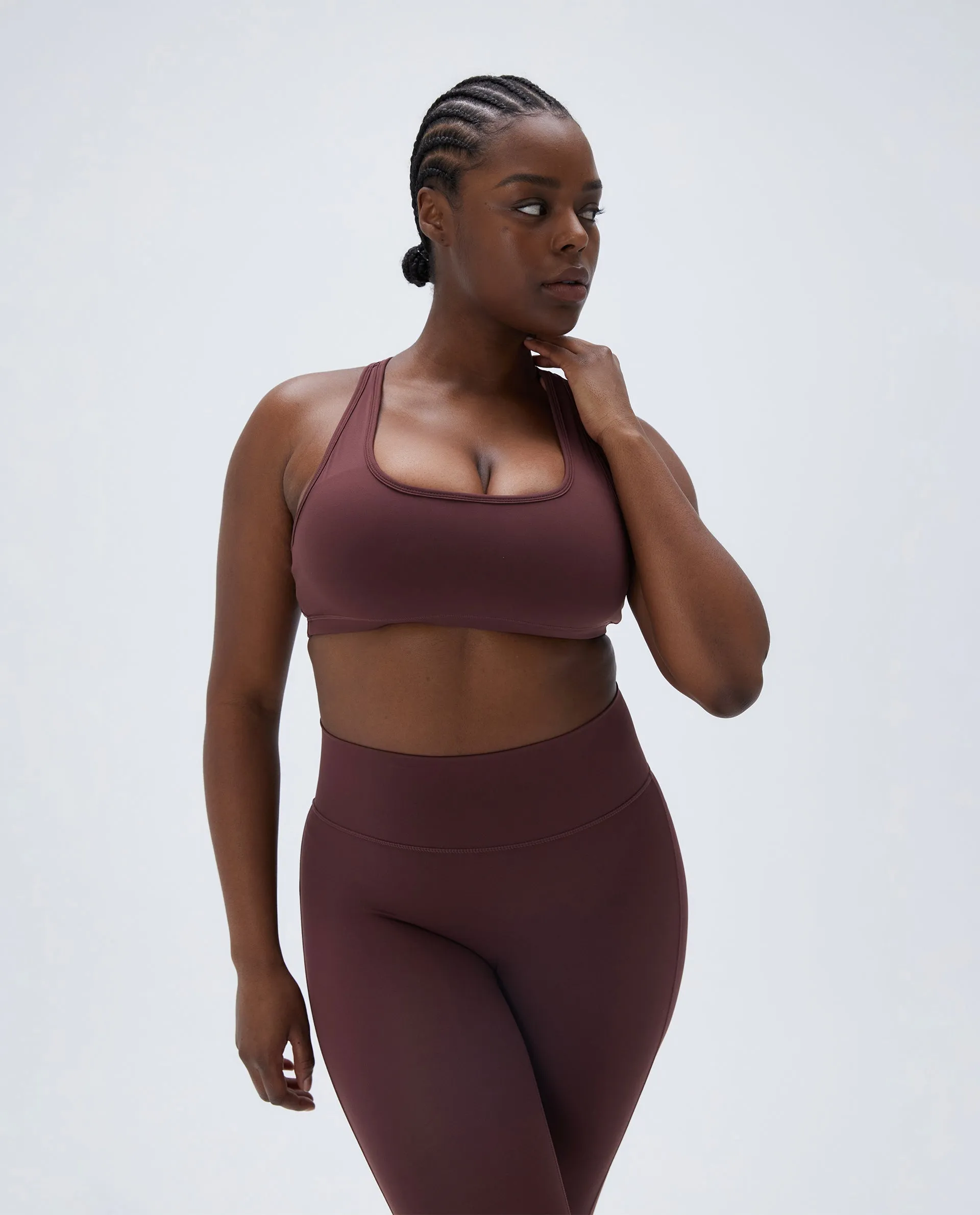 Ultimate Scoop Neck Racer Back Bra - Burgundy sold by Adanola