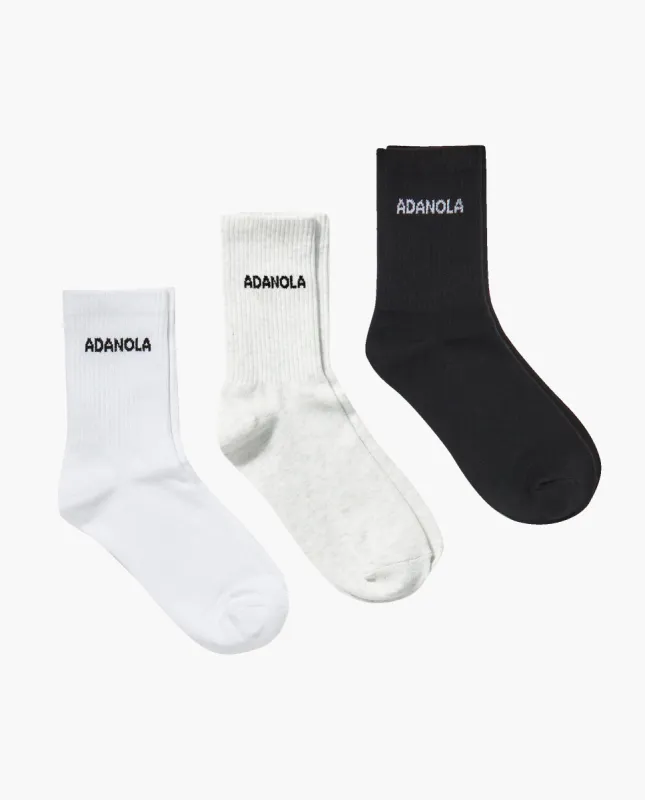 3 Pack Socks - White, Black, Grey sold by Adanola