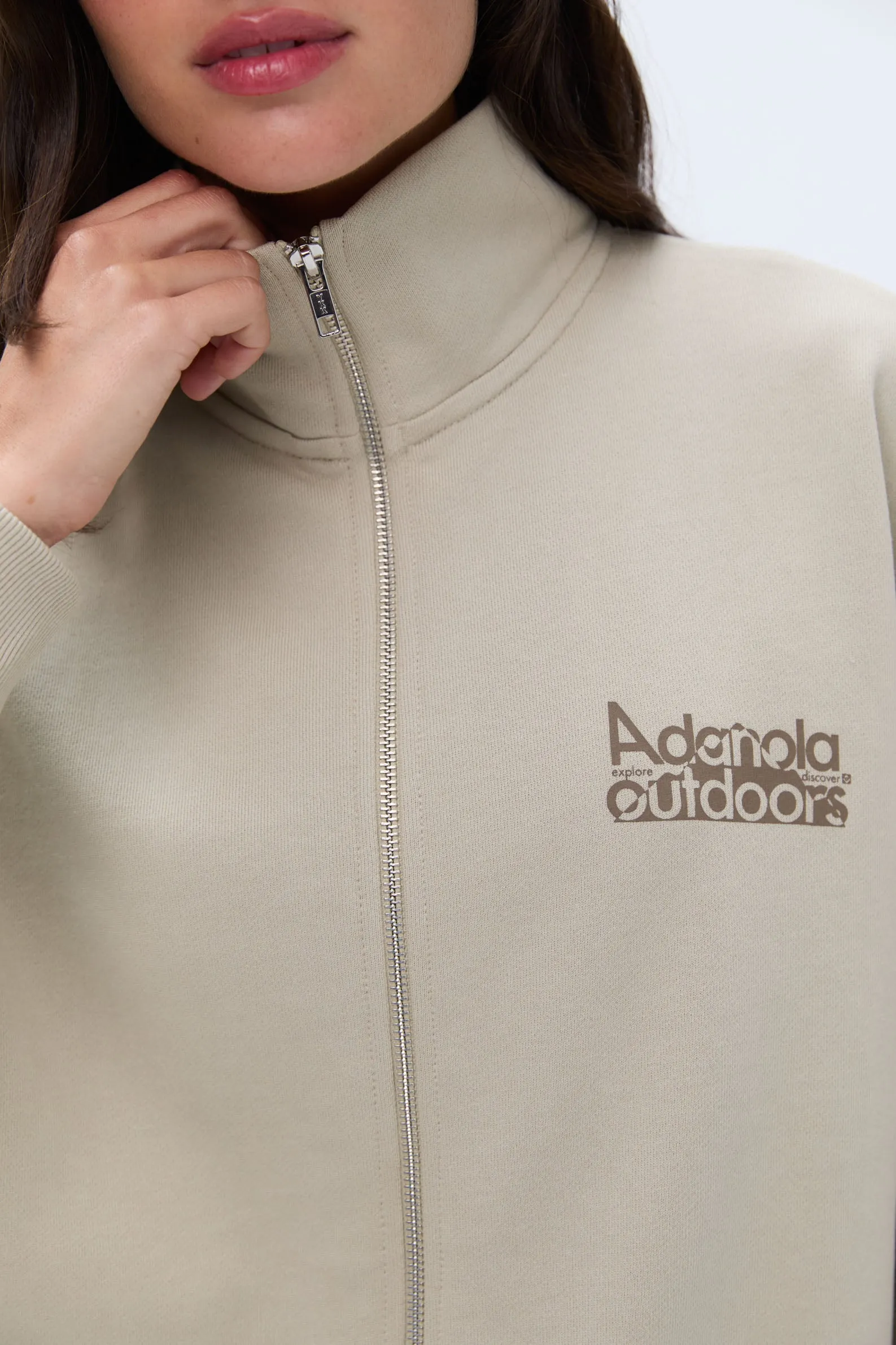 Trail Oversized Funnel Full Zip Sweatshirt - Sand sold by Adanola product image thumbnail 3