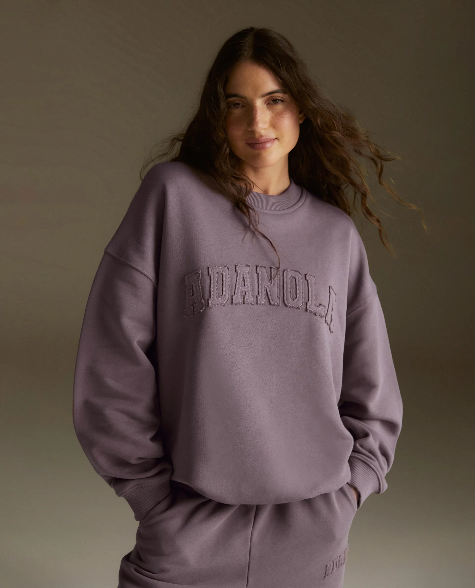Distressed Varsity Oversized Sweatshirt - Mauve Purple sold by Adanola product image thumbnail 2