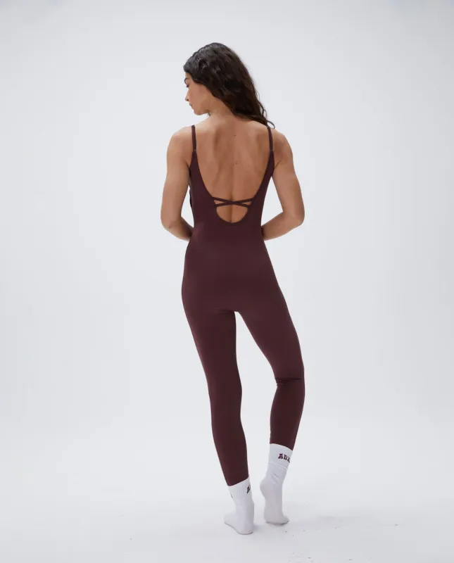 Ultimate Low Cross Back Unitard - Burgundy sold by Adanola