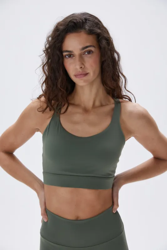 Ultimate Cross Back Bra - Khaki Green sold by Adanola