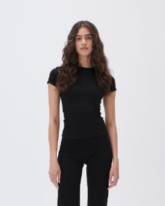 Ultimate Short Sleeve Longline Top - Black sold by Adanola