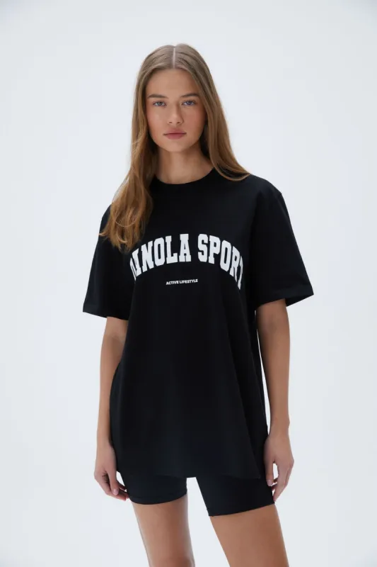 【ADANOLA】Distance Short Sleeve Oversized T-shirt Distance Short Sleeve Oversized T-shirt - Light Grey Melange