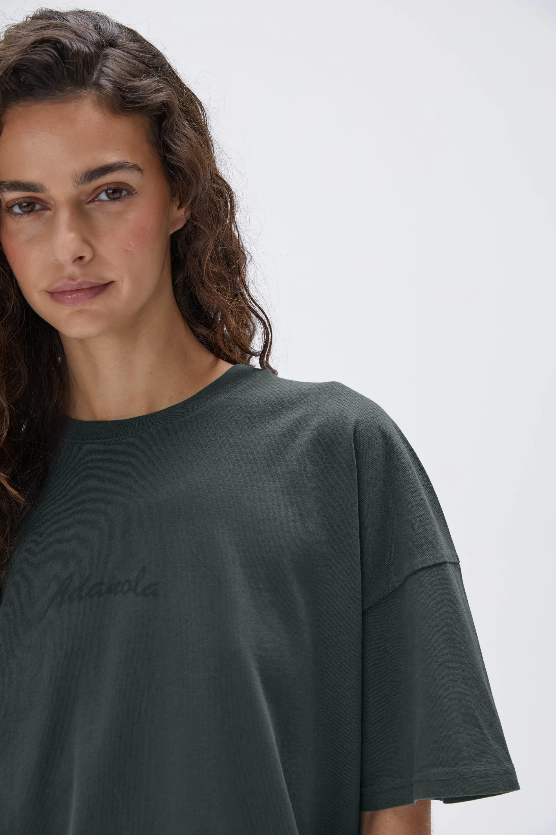 Freehand Washed Short Sleeve Drop Shoulder T-shirt - Mineral Green sold by Adanola product image thumbnail 2