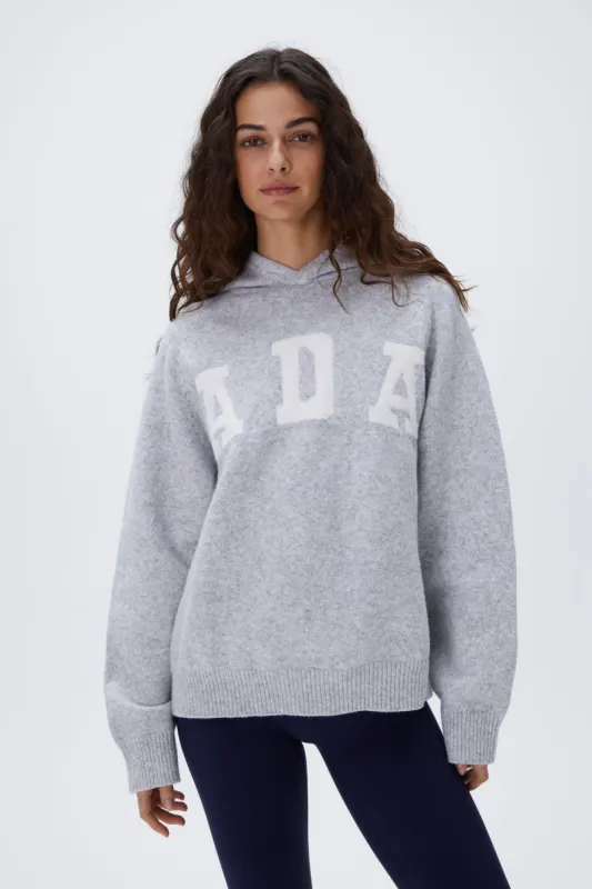 ADA Oversized Knit Hoodie - Light Grey Melange/Cream sold by Adanola