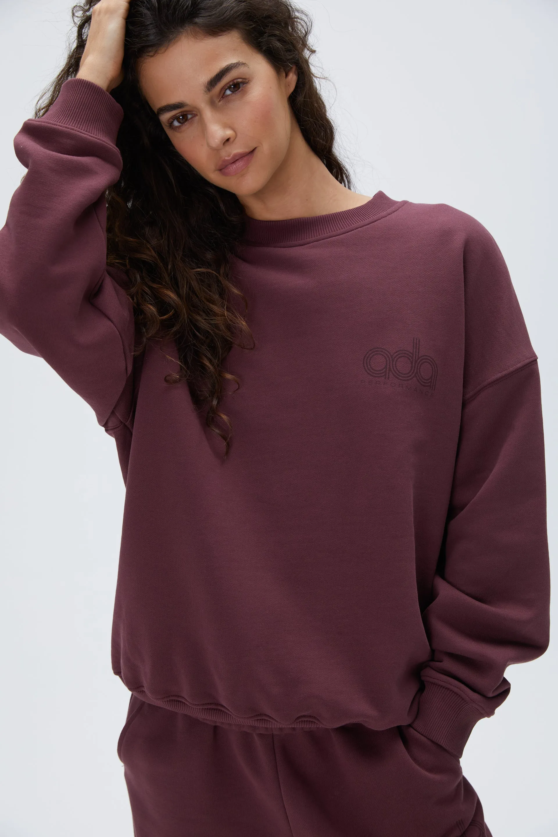 Performance Oversized Sweatshirt - Burgundy sold by Adanola product image thumbnail 3