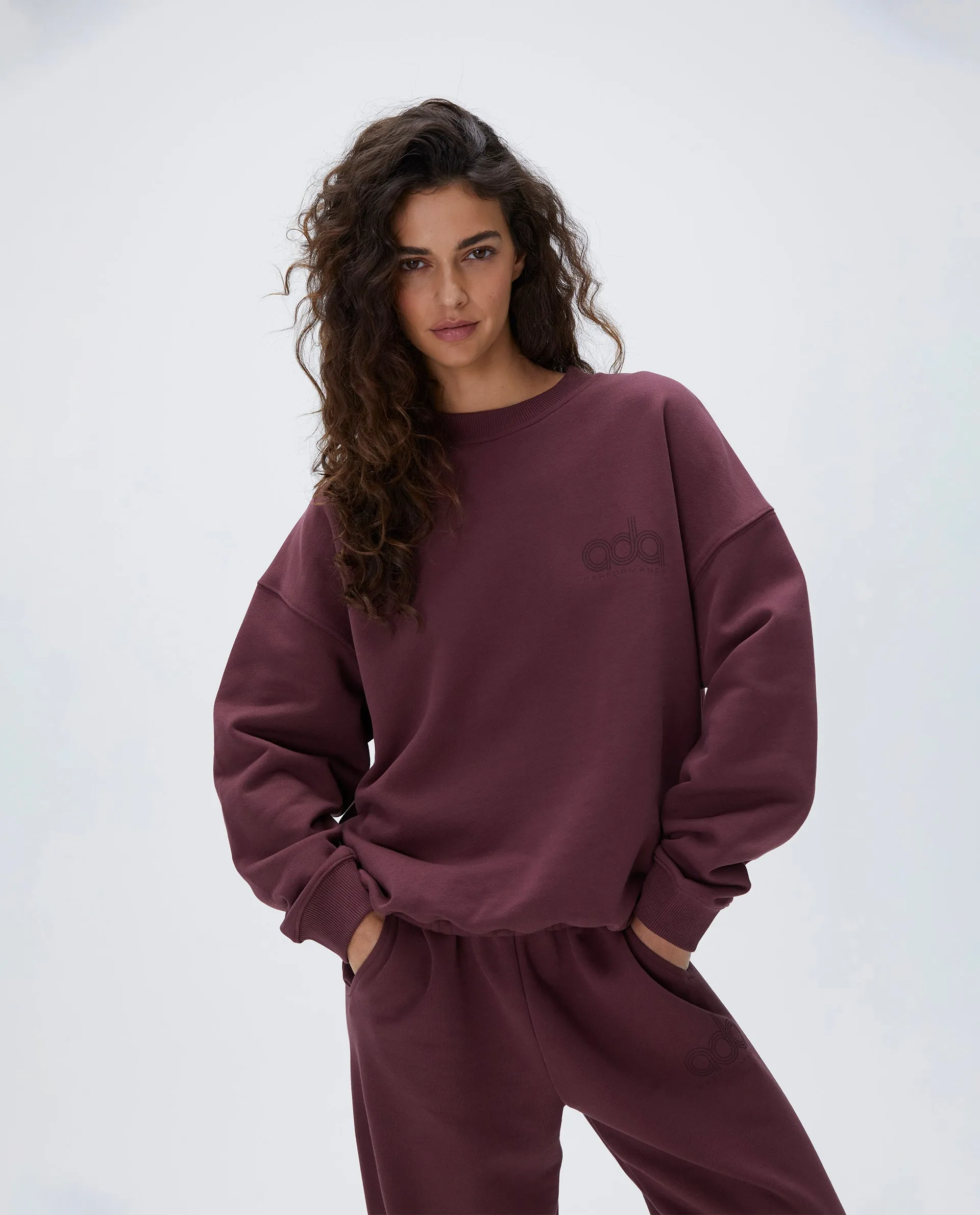 Performance Oversized Sweatshirt - Burgundy sold by Adanola